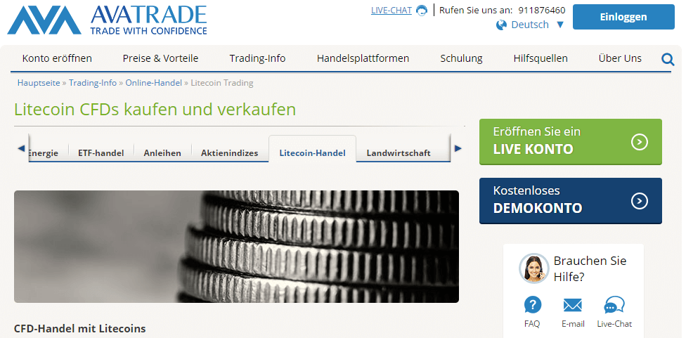 AvaTrade Kryptowährungen cfds