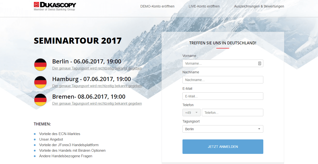 dukascopy seminare orte