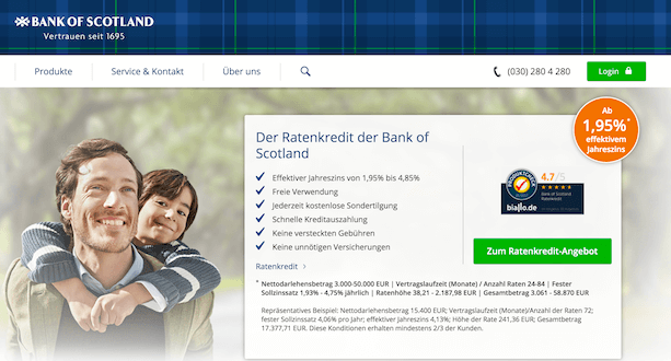 Bank of Scotland Kredit Erfahrungen von Aktiendepot.com