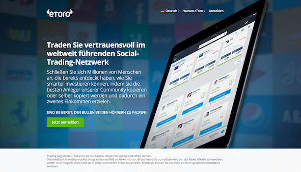 eToro Social Trading Webseite