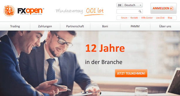 FXOpen Webseite