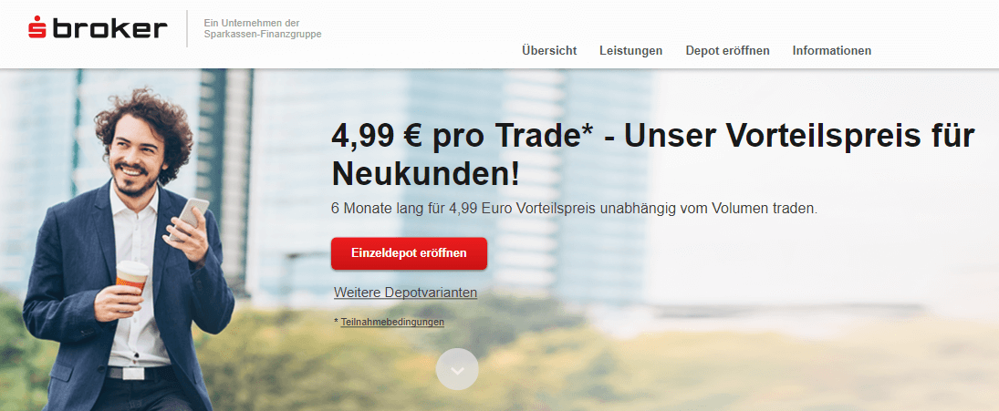 S Broker Depot Angebot für Neukunden: 4,99 Euro je Trade - 6 Monate lang.