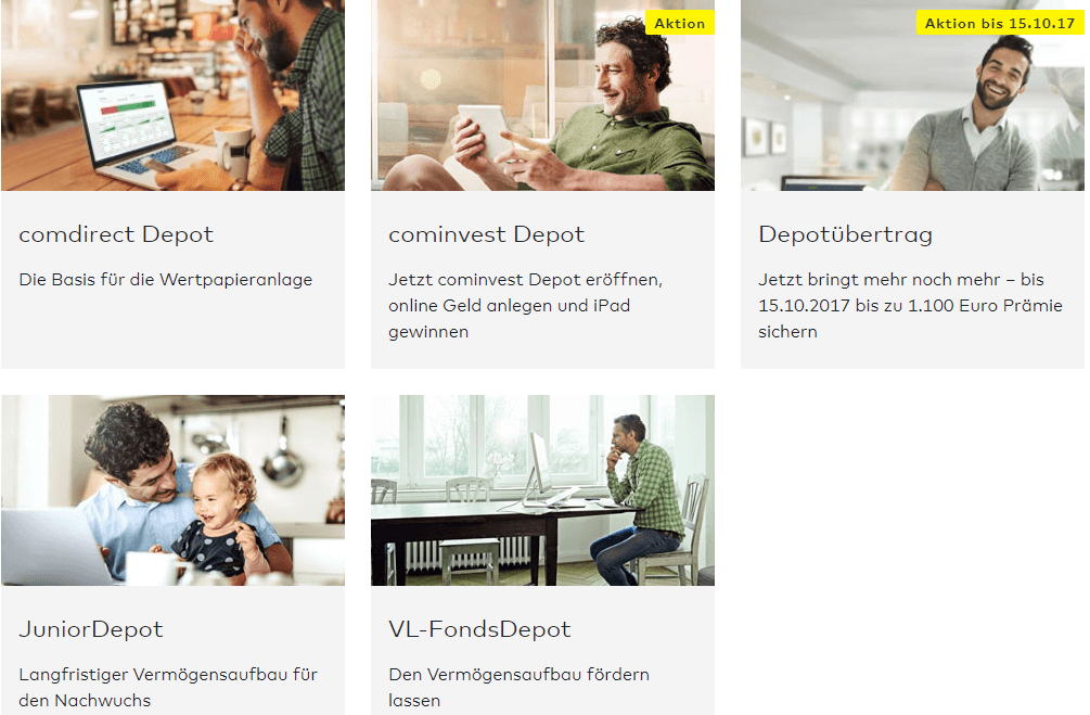Comdirect bietet eine Vielzahl an individuellen Depotarten.