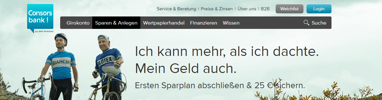 Der erste Abschluss eines Sparplanes, bringt bei der Consorsbank eine Prämie mit sich