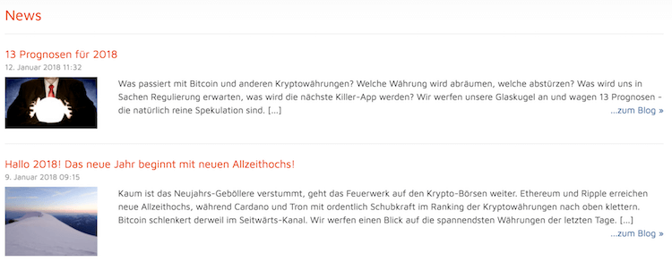 Bitcoin.de News-Bereich