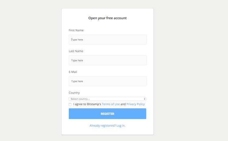 Bitstamp Registrierung