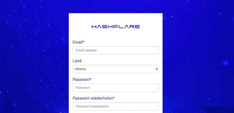 HashFlare Registrierung