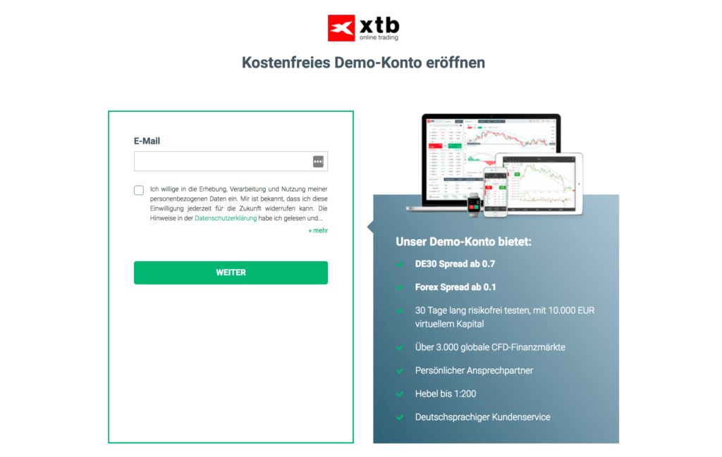 Eine Übersicht des XTB Demokonto