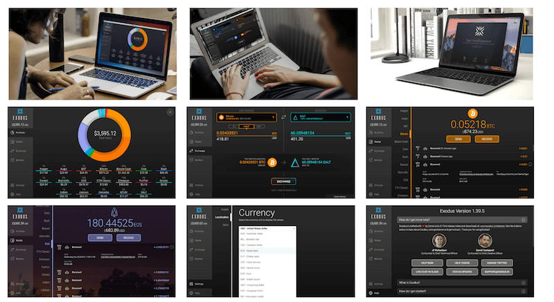 Exodus Wallet Benutzeroberfläche