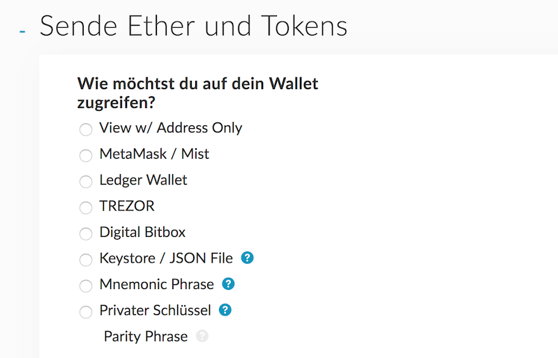 MyEtherWallet Ether und Token senden