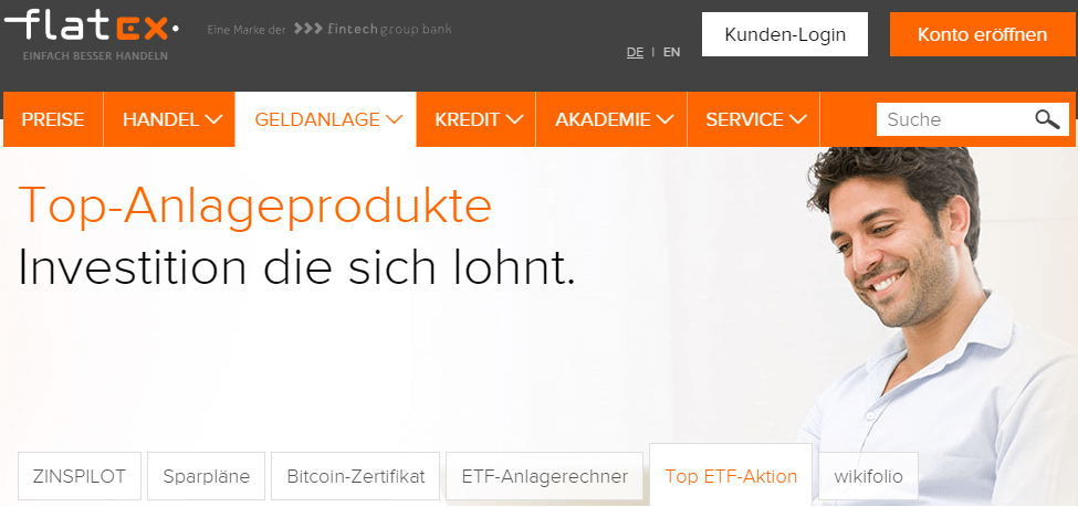 Flatex verfügt über verschiedene Anlageprodukte