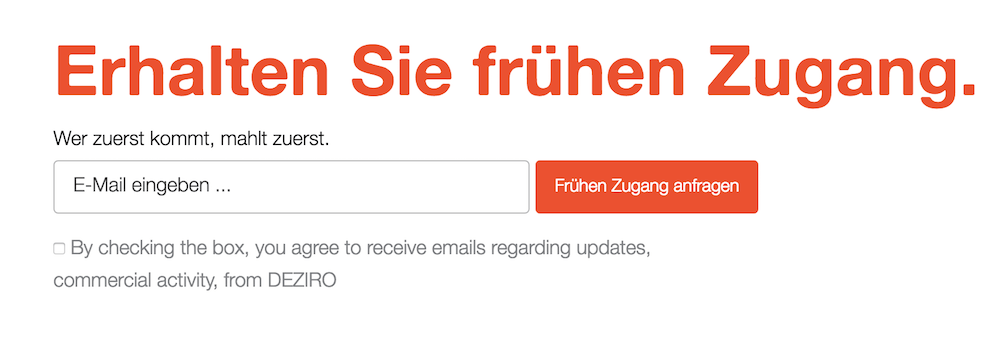 DEZIRO Zugang beantragen