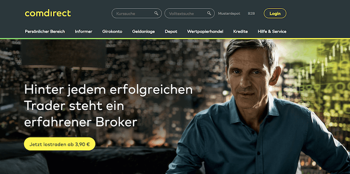 Zahlreiche Anlageprodukte und ein Girokonto werden auf der comdirect Webseite angeboten