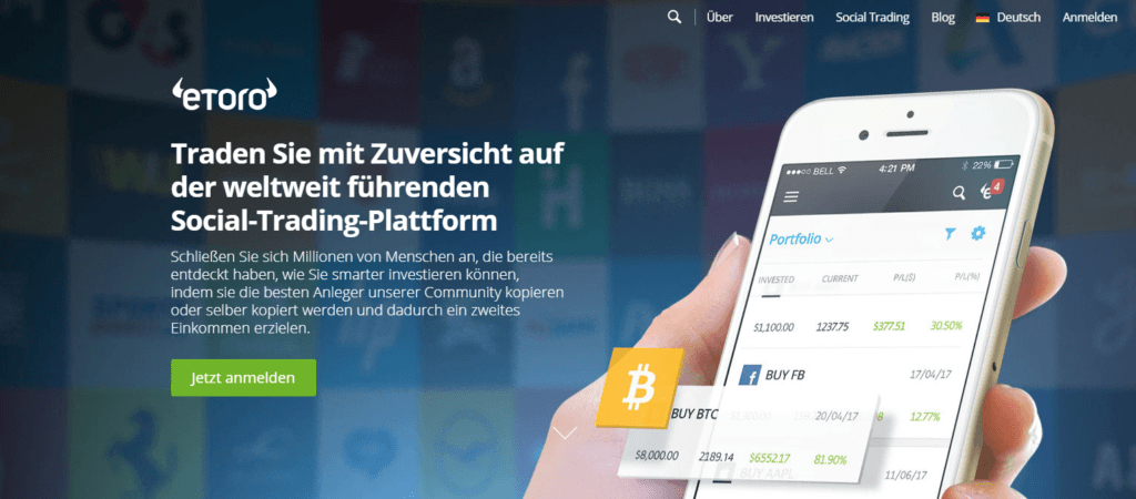 eToro Starteite, bitcoins anlegen