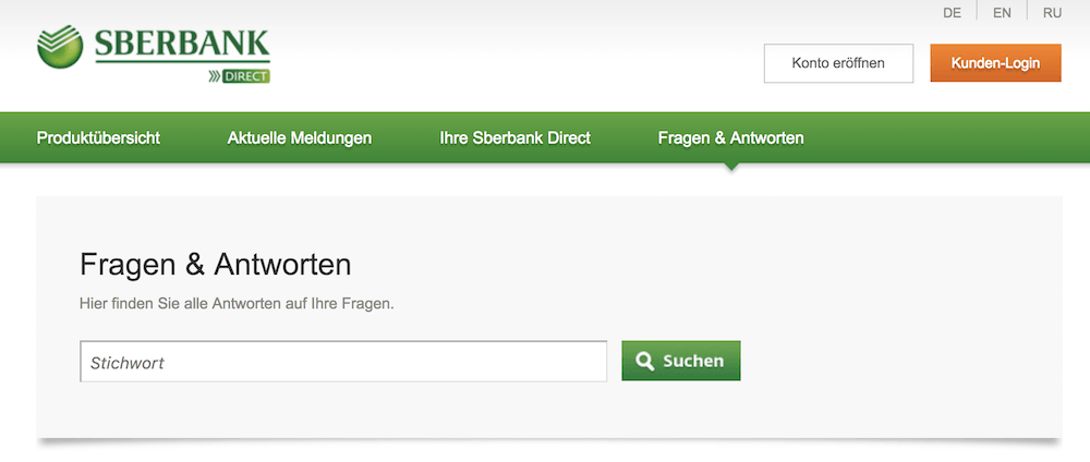 Sberbank FAQ