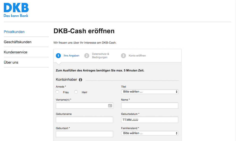 Das DKB-Cash-Konto ist in nur wenigen Minuten registriert