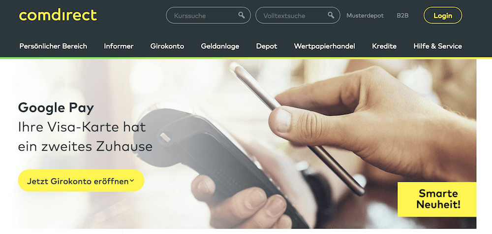 comdirect bietet seinen Kunden die Möglichkeit mit Google Pay zu bezahlen