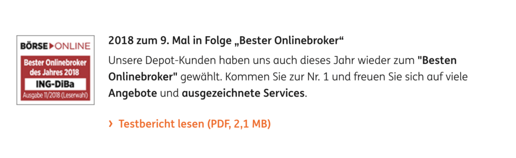 ING-DiBa Auszeichnung