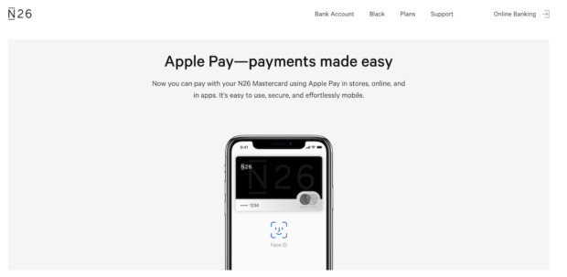 Neben Google Pay bietet der Anbieter N26 auf Apple Pay an