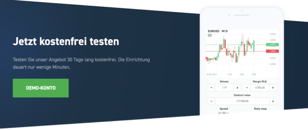 Das kostenlose Demokonto von XTB kann 30 Tage lang kostenfrei getestet werden