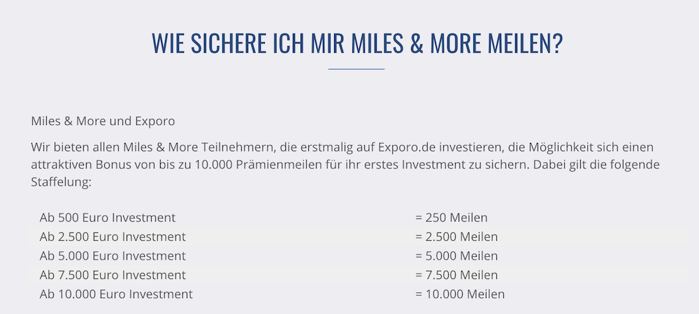 Exporo Bonus Meilen
