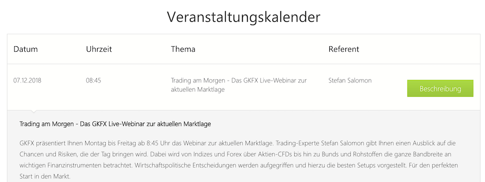 GKFX Webinar Veranstaltungskalender