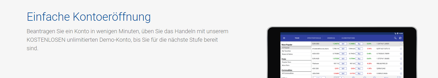 Positiv zu erwähnen ist das kostenlose Demokonto