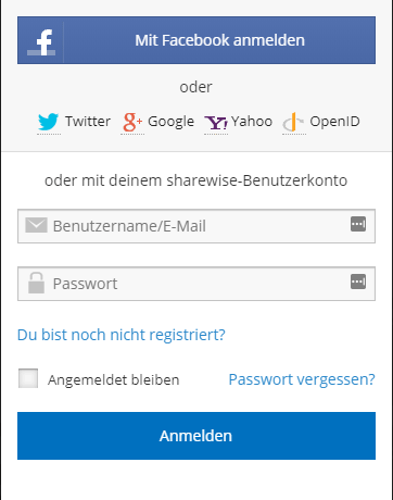 sharewise Anmeldung