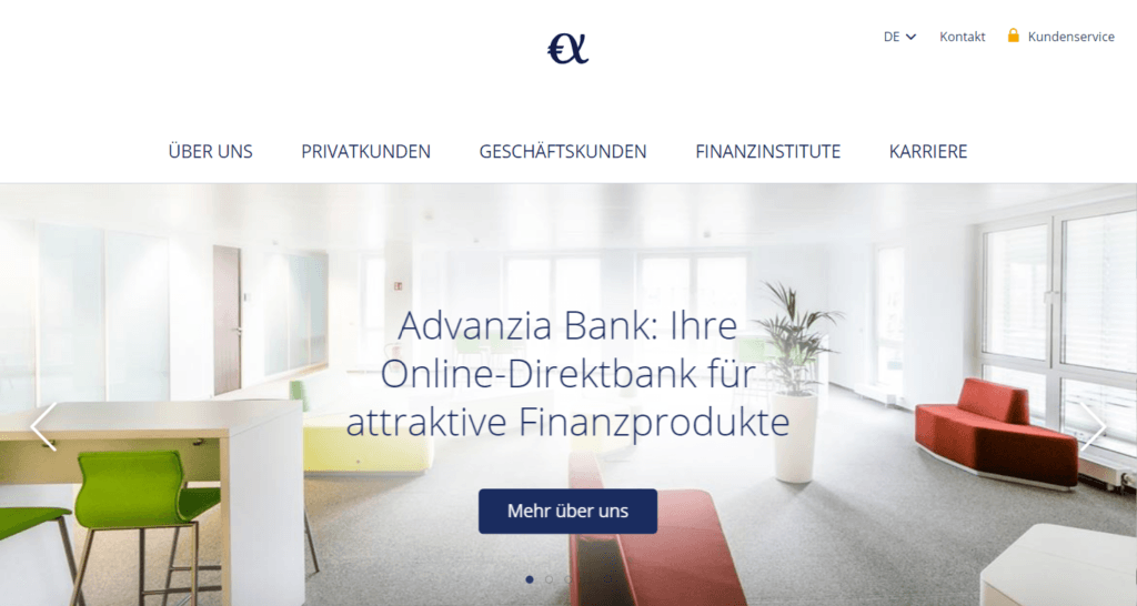 Die Website der Advanzia-Bank