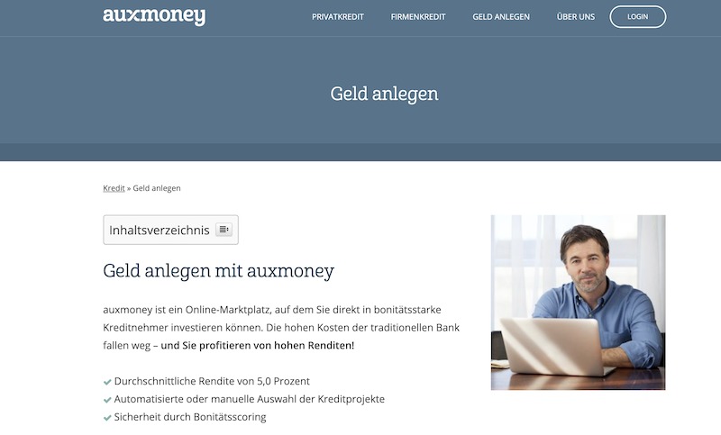 Auxmoney Geldanlage