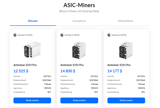 ASIC shop ECOS mining